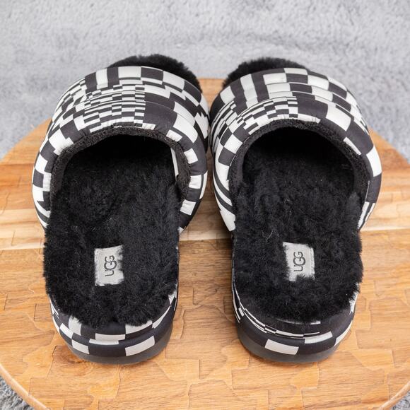 UGG Shoes Womens 9 Multicolor MAXI CHECKS SLIDE Chunky Fur Hippie 1130842 - Picture 4 of 6